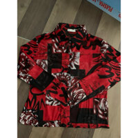 Áo sơmi voan lưới hoạ tiết, hàng si Nhật