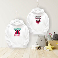 Áo squid game áo khoác hoodie trò chơi con mực màu trắng cực chất cho bé trai bé gái