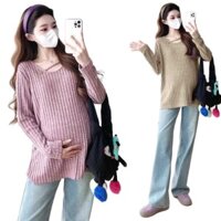 Áo Suông Bầu MAMADEESS Thu Đông Thiết Kế Lông Mềm Ấm Áp A35 - Đầm Bầu, Váy Bầu Len Voi