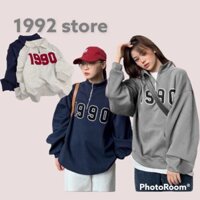 Áo Sweater 1990 Cổ Khoá Bẻ Nữ🌸 Áo Chất Nỉ Gân From Rộng Tay Bồng, Cổ Cao Phong Cách Ulz