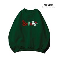 Áo sweater  2024 có bigsize 110kg nam nữ local brand dáng rộng unisex nỉ bông dày mùa đông MY DNA Believe