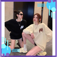 Áo sweater - Áo đôi mùa đông in nổi chữ M, Form dáng rộng thoải mái, Chất vải nỉ len dày dặn