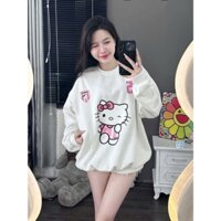 Áo sweater, Áo Sweater nữ form rộng dày hàn quốc mùa đông áo dài tay Áo Khoác xám tiêu Hello Kitty CUTE
