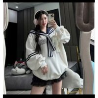 (Áo sweater) Áo thủy thủ nữ nỉ bông kèm khăn và th.ỏ dễ thương