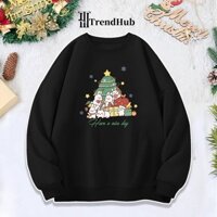 Áo Sweater cặp form rộng cổ tròn Ông Già Noel Nam Nữ By TH-T Unisex Chất Nỉ Lót Bông
