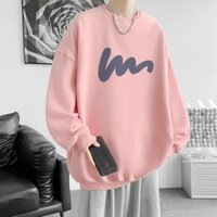 Áo Sweater Chữ 100K Form Rộng Unisex Nam Nữ Cặp Đôi Mặc - Hoodie Thun Nỉ Tay Dài - hồng - Size L từ 53kg đến 62kg