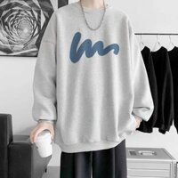 Áo Sweater Chữ 100K Form Rộng Unisex Nam Nữ Cặp Đôi Mặc - Hoodie Thun Nỉ Tay Dài - xám - Size L từ 53kg đến 62kg