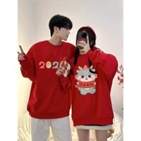 Áo Sweater Cổ Tròn Dáng Rộng In Hình Rồng Đỏ Mừng Năm Mới 2024
