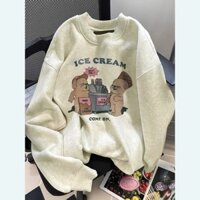 Áo sweater cổ tròn SKINI nam nữ mềm mịn, ấm áp chất nỉ bông cotton màu mỡ gà form rộng phong cách hàn quốc S25