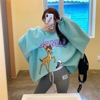 Aó sweater con nai áo hoodie nam áo hoodie nữ áo sweater am nữ mặc , áo khoác nam nữ form rộng , áo thun tay dài nam nữu mặc - xanh - L