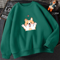 Áo Sweater Corgi Cute Nam Nữ By JOLI Unisex Chất Nỉ Lót Bông Form Rộng J Joli Trendy