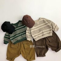 Áo Sweater cotton raglan Kẻ Sọc Phong Cách Hàn Quốc Thời Trang Xuân Thu Dành Cho Trẻ Em