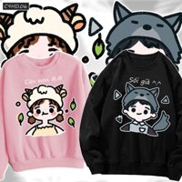 áo sweater dễ thương form rộng nỉ bông áo cặp C9HD.06