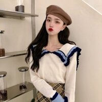 Áo Sweater Dệt Kim Cổ Thủy Thủ Xinh Xắn Dành Cho Nữ  tao bao