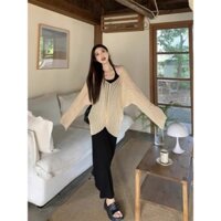 Áo sweater dệt kim INFLACHI mỏng dài tay mặc ngoài cho nữ dáng rộng bigsize phong cách Hàn Quốc đơn giản basic L69 HL-19