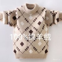 Áo sweater Dệt Kim Lót Lông Cừu Dày Dặn Phong Cách Phương Tây Thời Trang Mùa Đông 2023 Mới Cho Bé Trai sj4w