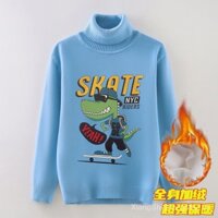 Áo Sweater Dệt Kim Lót Lông Cừu Dày Dặn Cổ Cao Cỡ Vừa Thời Trang Thu Đông 2022 Cho Bé Trai OM1