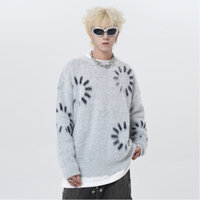 Áo sweater dệt kim nam nữ hoạ tiết đẹp, áo len dệt kim unisex nam nữ form rộng Hàn Quốc 7165