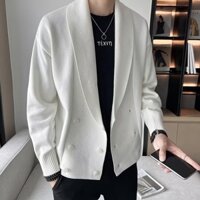 Áo Sweater Dệt Kim Tay Dài Dáng Rộng Màu Trơn Phong Cách Hàn Quốc Thời Trang Cho Nam Hàn Quốc cardigan nam fashion áo sweater cổ lọ simple áo sweater form rộng