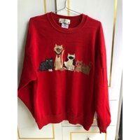 Áo sweater đỏ 3 chú mèo con