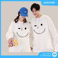 Áo sweater đôi nam nữ dài tay, áo nỉ unisex nam nữ mặt cười vuông tròn AMZ5