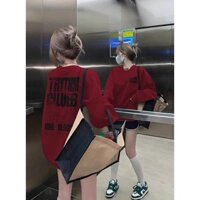 Áo sweater Focus local brand nữ chữ cái Phong cách Hàn Quốc vintage màu đỏ áo nỉ big size áo khoác-F0202