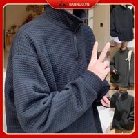 Áo Sweater form rộng Tay Dài Dáng Rộng Màu Trơn áo sweater có cổ Phong Cách Hàn Quốc Thời Trang áo sweater Nam Nữ