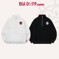 Áo Sweater Half zip THÊU cặp đôi BY.DUNI unisex form rộng, áo khoác nỉ cotton có dây kéo SPIDER GWEN