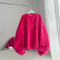 ÁO SWEATER INS màu HỒNG chữ nổi form boxy khoác ngoài vải nỉ lót bông dày dặn nhiều màu sắc form rộng unisex