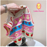 Áo sweater không tay in họa tiết hoạt hình dễ thương cho bé gái 1-7 tuổi, Áo GILE Len Bé Gái