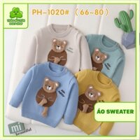 Áo Sweater Len Bé Gái Hình Gấu HAPPY, Áo Len Dài Tay Bé Gái (Mã PH-1020) - Áo Len Bé Gái (Size 66-80)