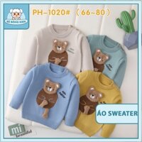 Áo Sweater Len Bé Gái Hình Gấu HAPPY, Áo Len Dài Tay Bé Gái (Mã PH-1020) - Áo Len Bé Gái (Size 66-80)