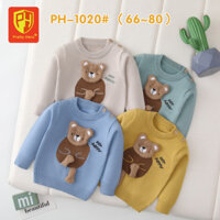 Áo Sweater Len Cho Bé Hình Gấu HAPPY, Áo Len Dài Tay (Mã PH-1020) - Áo Len Bé Gái, Bé Trai (Size 66-80)