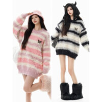 Áo sweater lông nhân tạo hoạ tiết