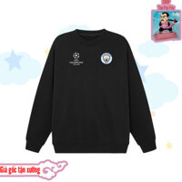 Áo sweater Manchester City form rộng unisex vải nỉ bông hai mặt - Áo nỉ MC tay dài cổ tròn