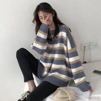 Áo sweater mỏng kẻ sọc phong cách Hàn Quốc cho nữ