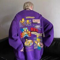 áo sweater nam bigsize unisex nam nữ form rộng tay lỡ phông Mỹ hoạt hình Simpson In áo nỉ cotton nam nữ Cặp đôi Unisex Áo dài tay dáng rộng thông thường
