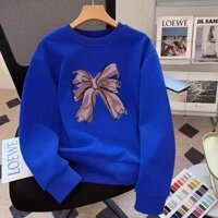 áo sweater nam bigsize unisex nam nữ form rộng tay lỡ phông Hàn Quốc họa tiết nơ hoàng gia Áo nỉ cotton in hình nam nữ Cặp đôi Unisex Áo dài tay dáng rộng thông thường