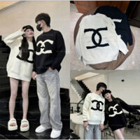 Áo Sweater Nam Nữ  ChaneI Thêu Dây Viền Chất Len Dệt Kim Phối Cổ Bo Tròn Dày Dặn - Áo Len Phong Cách Hàn Quốc Hottrend