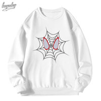 Áo sweater nam trắng BEEYANBUY áo nỉ tay dài fashion in hình spider man unisex 100% cotton-Y0560