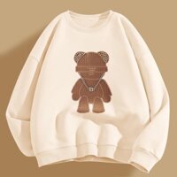 Áo sweater nỉ bông may đáp gấu VẢI ĐẸP