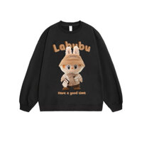 Áo sweater nỉ da cá in hình labubu đẹp hai màu đen trắng, áo đôi nam nữ đẹp mùa đông, áo nỉ nam nữ đẹp đủ size