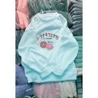 Áo Sweater Nỉ Donut Tay Bồng Form Rộng Phong Cách Ulzzang, in thỏi socola chữ nhật siêu đáng yêu, áo rất dẽ mix đồ - Xanh - Freesize