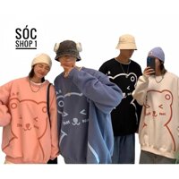 Áo Sweater Nỉ Gấu Ho Bear Form Rộng, Áo Đôi Nỉ Nam Nữ - Đen