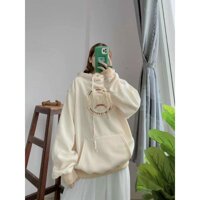 áo sweater nỉ hoodie tay phồng form rộng, áo khoác teen hot trend - Kem