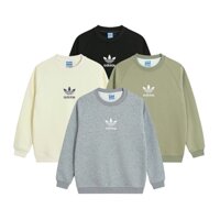 Áo sweater nỉ phom vừa nam nữ ADIDAS lót lông nhung ấm áp thời trang