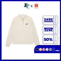 Áo Sweater Nike Cổ Polo Khóa Kéo Chất Nỉ Dày Form Rộng Unisex Nam Nữ Cao Cấp - Hàng Chính Hãng, Đôi Cực Chất XTSWT07