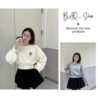Áo Sweater nữ, áo nỉ croptop nữ dài tay phối cúc gấu phong cách Hàn Quốc A62