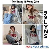 Áo sweater polo dài tay unisex dưới 80kg chất nỉ bông 99LYNS - Áo polo dài tay phối khóa cổ 1990