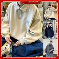 Áo Sweater Polo nam Dáng Rộng Phong Cách Hàn Quốc áo polo sweater Thời Trang áo sweater có cổ Nam Nữ
